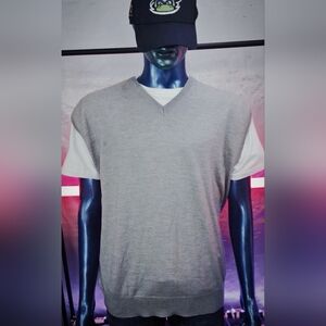 R&R Casuals Sweater Vest Mens XL Extra Fine Merino Wool Knit Gray NWT